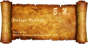 Balya Miklós névjegykártya